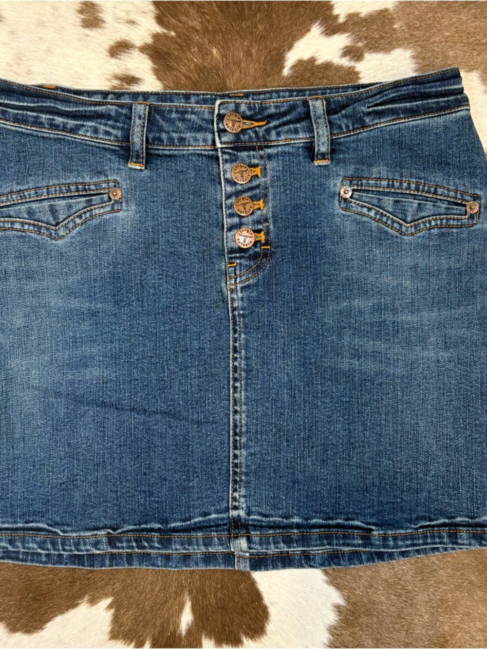 Vintage Sergio Valente Blue Denim Skirt with Contrast Stitching L